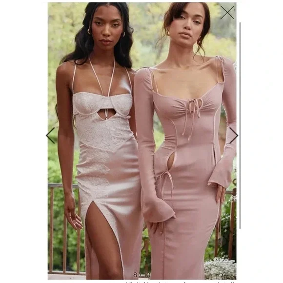 House of CB Lace Cutout Body Con Dress in Crystal Pale Pink Size S NWT - Picture 15 of 15